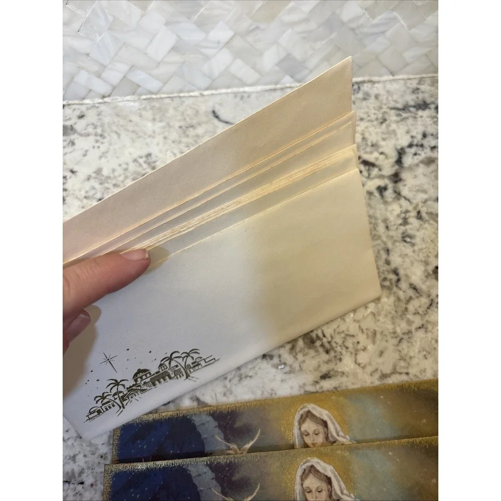7 Vintage Hallmark Christmas Card Mother & Child Parchment Unused readers digest